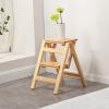 2-Step Ladder Folding Step Stool, Multi-Functional Stairs Chair Library Portable Bookshelf Display Shelf Wooden Stepladder Climbing Ladder view 1
