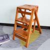 3 Step Stool Folding Ladder Chair, Wooden Stepladders Ladder Stool Portable Stairs Ladder Capacity 150kg Foldable Stairs Chair Stools view 1