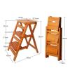 3 Step Stool Folding Ladder Chair, Wooden Stepladders Ladder Stool Portable Stairs Ladder Capacity 150kg Foldable Stairs Chair Stools view 2