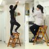 3 Step Stool Folding Ladder Chair, Wooden Stepladders Ladder Stool Portable Stairs Ladder Capacity 150kg Foldable Stairs Chair Stools view 4