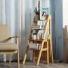 4 Step Ladder Chair Wooden Bookshelf, Foldable Step Stool Stepladder Stairs Chair Plant Stand Display Shelves Dinner Chairs for Office Household Kitchen view 1