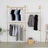 EDCB Modern Simple Industrial Pipe Double Hanging Rods Clothing Rack, Clothes Rack Wall Mounted Heavy Duty Hanging Clothes Rack, Detachable Garment Bar 93.7X84inch (Gold) view 1