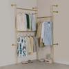 EDCB Modern Simple Industrial Pipe Double Hanging Rods Clothing Rack, Clothes Rack Wall Mounted Heavy Duty Hanging Clothes Rack, Detachable Garment Bar 93.7X84inch (Gold) view 2