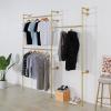 EDCB Modern Simple Industrial Pipe Double Hanging Rods Clothing Rack, Clothes Rack Wall Mounted Heavy Duty Hanging Clothes Rack, Detachable Garment Bar 93.7X84inch (Gold) view 4
