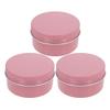 Heyiarbeit 3 Pack 2.7 oz Round Lip Balm Tin Cans - Aluminum Cosmetic Sample Containers with Screw Lid - Pink Metal Empty Tins Storage Travel Tin Jars view 1