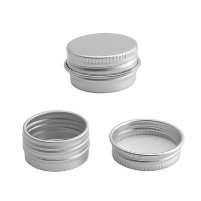 Heyiarbeit 6 Pack 0.17 oz Round Lip Balm Tin Cans - Aluminum Cosmetic Sample Containers with Screw Lid - Silver Metal Empty Tins Storage Travel Tin Jars