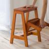 2 Step Foldable Step Stool, Wooden Counter Chair Portable Stairs Chair Small Foot Stools Ladder Chair Anti-Slip Stepladder Shoe Bench/Flower Rack view 3