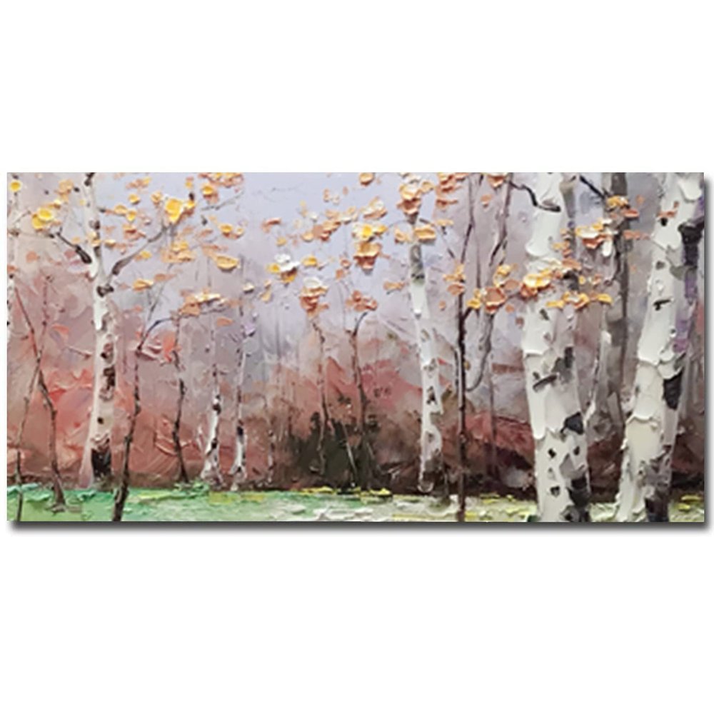 100% Hand-Painted Abstract Tower Tree Oil Painting on Canvas Large Blooming Tree Oil Painting Christmas Tree Decorations Acrylic Paintings Women Gifts 48X24in Unframed