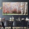 100% Hand-Painted Abstract Tower Tree Oil Painting on Canvas Large Blooming Tree Oil Painting Christmas Tree Decorations Acrylic Paintings Women Gifts 48X24in Unframed view 2
