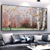 100% Hand-Painted Abstract Tower Tree Oil Painting on Canvas Large Blooming Tree Oil Painting Christmas Tree Decorations Acrylic Paintings Women Gifts 48X24in Unframed view 3