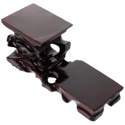 Homoyoyo 1pc Antique Base Frame Holder Square Pot Plant Stands Carving Crafts Base Jade Display Stand Brackets for Shelves Show Rack Ebony Wooden Chinese Style