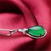 Fashion Natural Green Jade Chalcedony Water Drop Pendant 925 Silver Necklace Carved Charm Jewelry Fashion Amulet Gifts for Women view 4