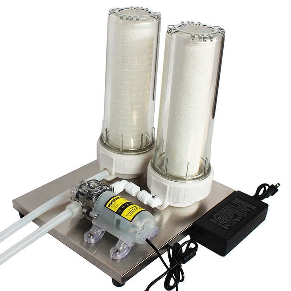 Fermtech Mini 2 Home Pro 10 Inch Cartridge Dual Liquid Filter System, Stainless Steel Wine Beer Mead Kombucha Filter Machine, Mini Jet Hydraulic Filtering Filtration Technology No Spill System