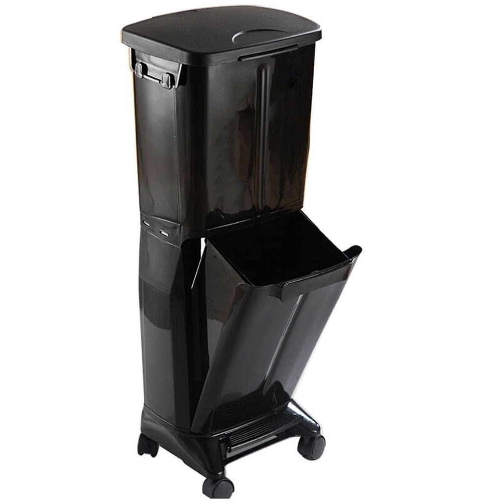 YUEYOULII Trash Bin Simple Kitchen Double-Layer Classification Large-Capacity Trash Can Household ABS Trash Storage Box with Lid Waste Paper Basket Bedroom Trash Can (Color : C)