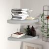 ZQQLVOO Floating Corner Shelves 2 pcs,Floating Shelves Wall Mounted,Wall Shelves,Storage Shelves,Floating Shelf,Brackets for Living Room, Bedroom, Kitchen, Bathroom, Gray 13.8"x13.8"x1.5" MDF view 1