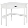 HOMCOM Corner Desk, Triangle Computer Desk with Drawer and Storage Shelves for Small Spaces, Home Office Workstation for Living Room, or Bedroom, White view 1