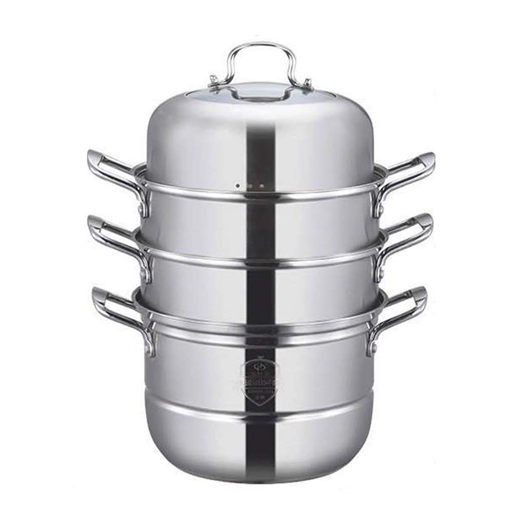 Steamer Pot/Soup Pot, 4-layer Domestic 304 Stainless Steel Steamer, Suitable For Gas Stove/Induction Cooker (28-36cm), For 4-12 People (Size : 30cm)