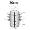 Steamer Pot/Soup Pot, 4-layer Domestic 304 Stainless Steel Steamer, Suitable For Gas Stove/Induction Cooker (28-36cm), For 4-12 People (Size : 30cm) view 2