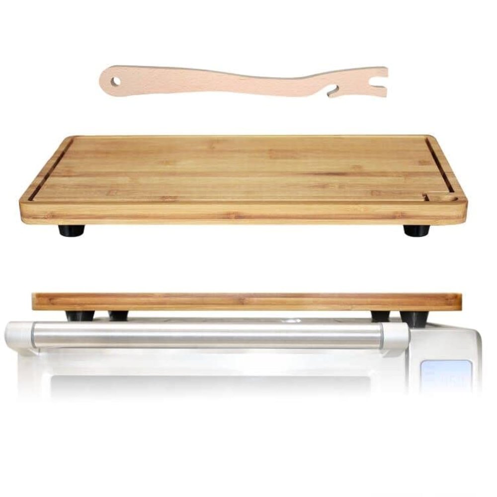 Bamboo Wood Cutting Board Compatible with Breville BOV800XL 860BSS 845BSS, Protects Smart Toaster Oven, With Heat Resistant Silicone Feet and Oven Rack Push Accessories, Creates Storage Space