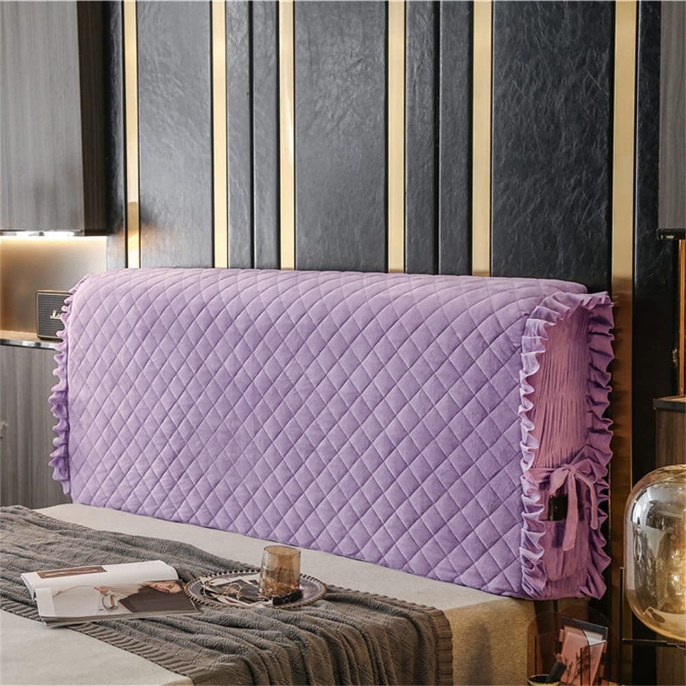 ZZYK Cover for Bed Headboard,Stretch Bed Headboard Slipcover Double Bed Dust Cover Crystal Velvet Headboard Cover Thicken for Headboard Decoration,Purple,70"/180cm
