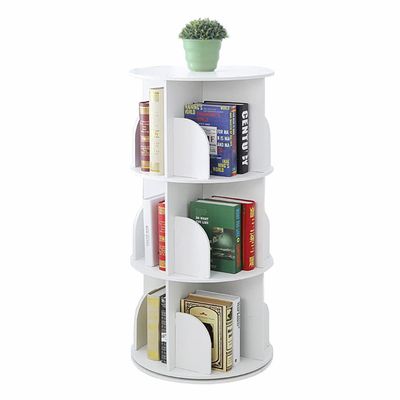 Aifurnkz 360 Rotating Bookshelf,Modern Floor-Standing Bookcases for Small Spaces, Multifunctional Display Organizer Assemble Easily(White) (46x46x95cm(18x18x37inch))