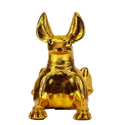 Ancient Egyptian Statue of God Anubis Jackal Dog, Gold