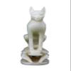 Ancient Egyptian statue of goddess Bastet cat standing on a Scarab hand carved Soap stone made in Egypt. Bastet in her late form of a cat-headed woman, rather than a lioness. view 1