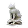 Ancient Egyptian statue of goddess Bastet cat standing on a Scarab hand carved Soap stone made in Egypt. Bastet in her late form of a cat-headed woman, rather than a lioness. view 2