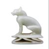 Ancient Egyptian statue of goddess Bastet cat standing on a Scarab hand carved Soap stone made in Egypt. Bastet in her late form of a cat-headed woman, rather than a lioness. view 3