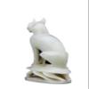 Ancient Egyptian statue of goddess Bastet cat standing on a Scarab hand carved Soap stone made in Egypt. Bastet in her late form of a cat-headed woman, rather than a lioness. view 4