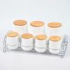 8 Piece Ceramic Canister Jar Set with a Stand and Air tight Bamboo Lids(7 piece of Canister Jar and 1 Stand) (Pure White) view 1