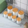 8 Piece Ceramic Canister Jar Set with a Stand and Air tight Bamboo Lids(7 piece of Canister Jar and 1 Stand) (Pure White) view 2