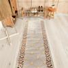 Custom Size Fleur De Lis French Design Beige Color Rubber Backed Non-Slip Hallway Stair Runner Rug Carpet 26 Inch Wide by Your Length 26in x 18ft view 1