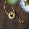Natural White Jade and Peace Clasp Necklace Pendant S925 Sterling Silver Gift view 1