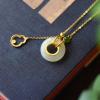 Natural White Jade and Peace Clasp Necklace Pendant S925 Sterling Silver Gift view 2