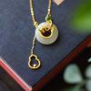 Natural White Jade and Peace Clasp Necklace Pendant S925 Sterling Silver Gift view 4
