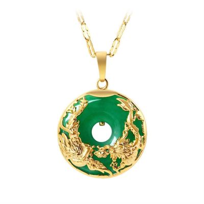 SMDSAZ 14K Gold Necklace Color Natural Jade and Pendants for Female Jade Emerald Pendant Topaz Gemstone Necklaces