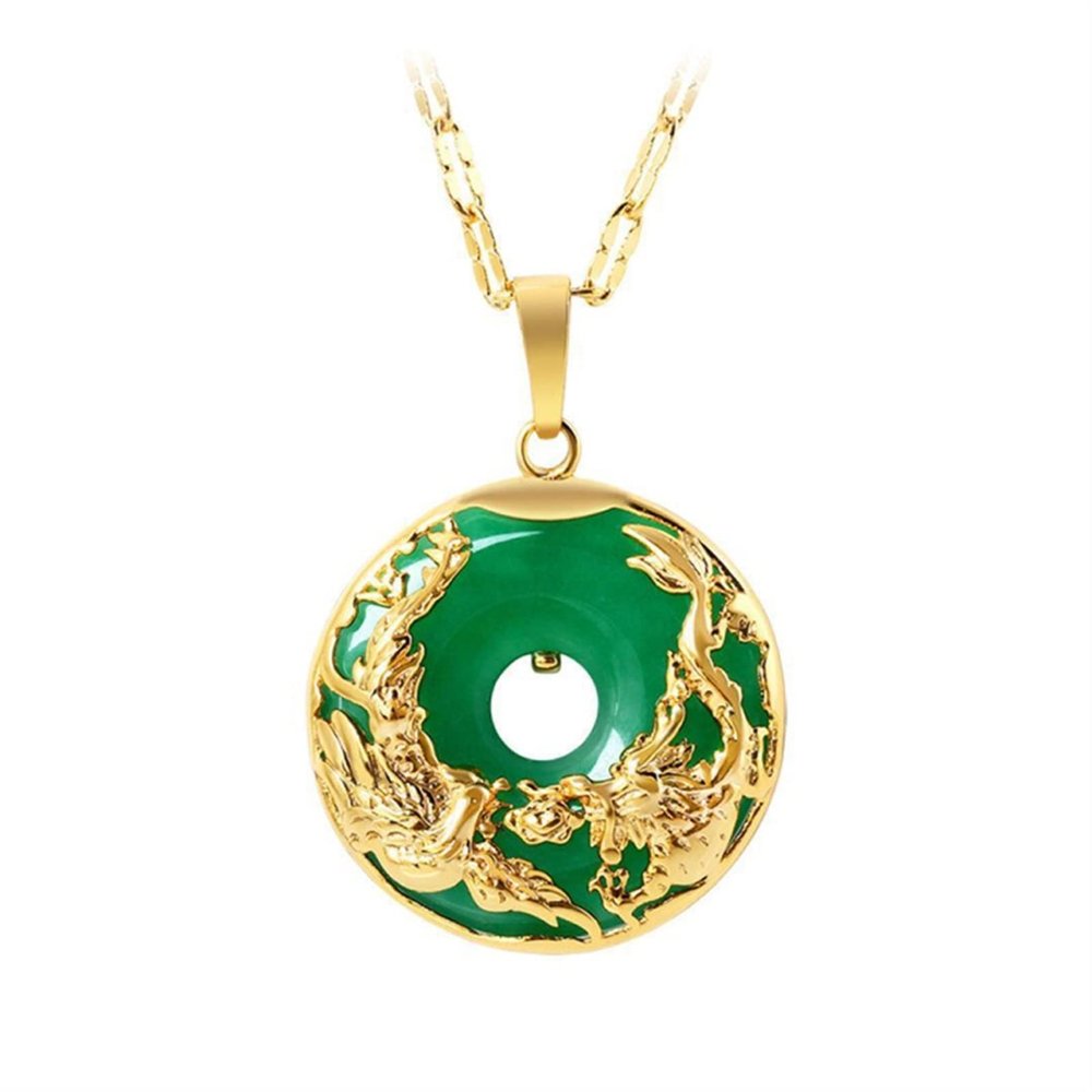 SMDSAZ 14K Gold Necklace Color Natural Jade and Pendants for Female Jade Emerald Pendant Topaz Gemstone Necklaces