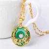 SMDSAZ 14K Gold Necklace Color Natural Jade and Pendants for Female Jade Emerald Pendant Topaz Gemstone Necklaces view 2