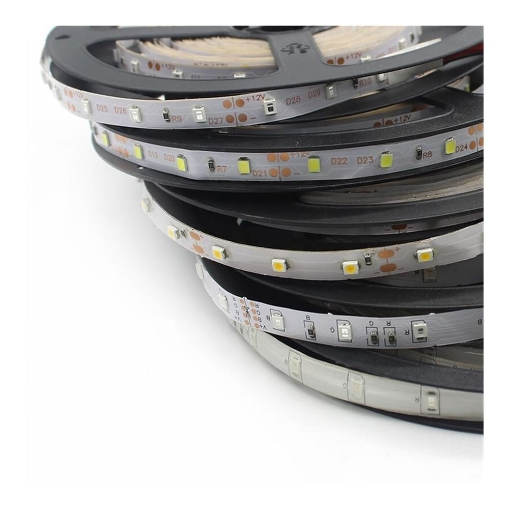 GSYFDZSWZX Fengyan Landscape Lights RGB LED Strip Light 2835 DC12V Neon Ribbon Waterproof Flexible LED Diode Tape 60LEDs/m 5M 12V LED Strip for Home Decoration LED Street Lamp