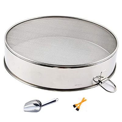 60 Mesh Fine Mesh Flour Sieves Set, Stainless Steel Mesh Sifter Strainer with Brush and Spoon for Baking Straining Powdering,15cm