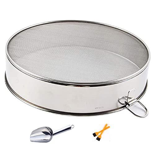 60 Mesh Fine Mesh Flour Sieves Set, Stainless Steel Mesh Sifter Strainer with Brush and Spoon for Baking Straining Powdering,15cm