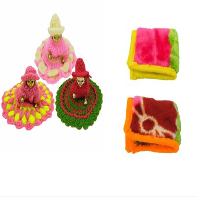 Golden drops Laddu Gopal Winter Dress Size 2 Dress for Krishna Idol Woolen Winter Cloth (Set of 3) with Laddu Gopal Blanket (Set of 2)