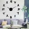 HERWS Wall Clock Large DIY Wall Clock Athlete Mirror Wall Stickers Wall Watch Clocks Living Room Decoration Horologe view 1