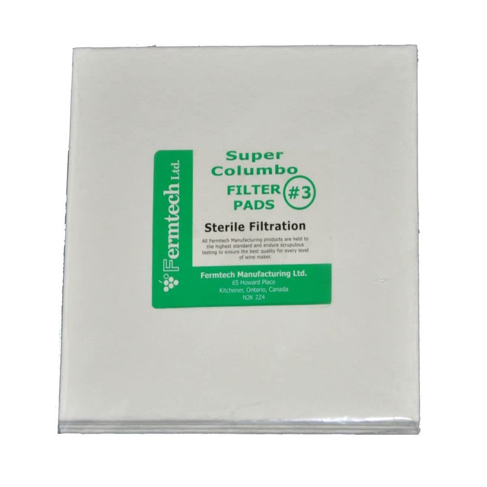 #3 Filter Pads 20 cm x 20cm for 20x20 plate filters. Pads rated at 0.8 micron. Works with Super Colombo Wine Filters, Plate and Frame Liquid filters. Pack of 4 (#3 Sterile)
