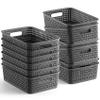 [ 12 Pack ] Plastic Storage Baskets - Small Pantry Organization and Storage Bins - Household Organizers for Laundry Room, Bathrooms, Bedrooms, Kitchens, Cabinets, Countertops, Under Sink or On Shelve view 1