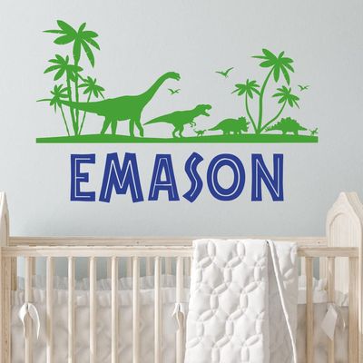 Dinosaur Name Wall Decals, Dinosaur Decals,Personalized Name Dinosaurs Wall Stickers,Nursery Kid's Dinosaur Wall Stickers For Boy'S Room