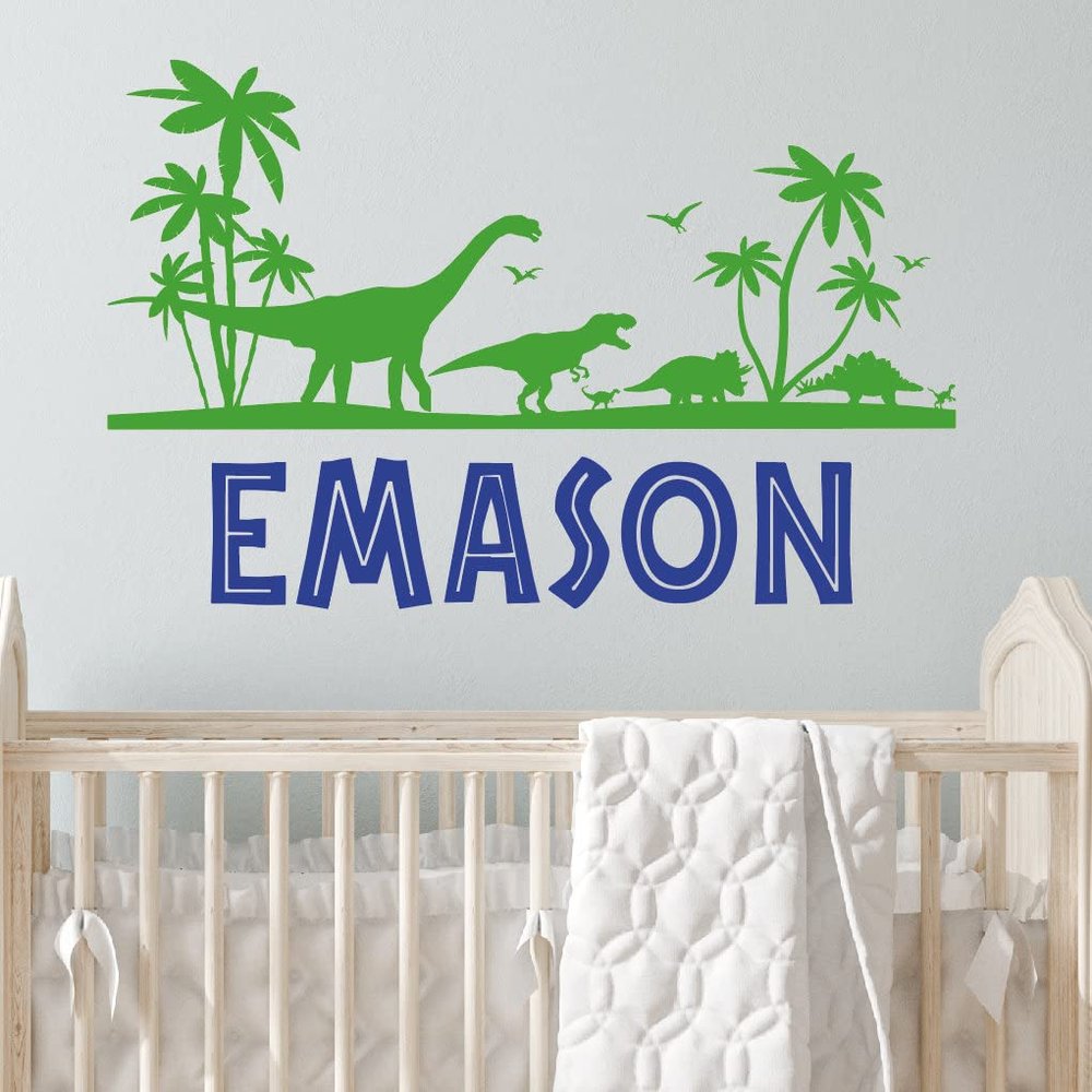 Dinosaur Name Wall Decals, Dinosaur Decals,Personalized Name Dinosaurs Wall Stickers,Nursery Kid's Dinosaur Wall Stickers For Boy'S Room