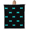 Blue Bow Print Throw Blanket Dot Design Fleece Blanket, Cartoon Wave Point Bed Blanket for Kids Teens Adult Room Decor,Black Flannel Blanket, 40 x 50 Inches view 1