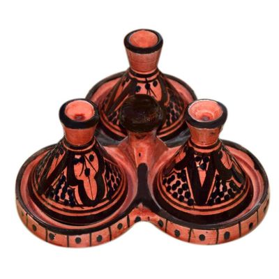 Spice holder dispenser Tagine Triple Spice organizer Salt&pepper condiment - Pink